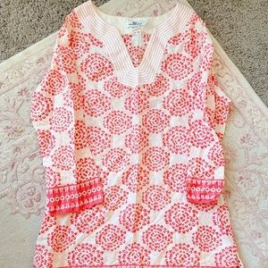 Vineyard Vines Pink Swiss Dot Tunic Blouse Top S